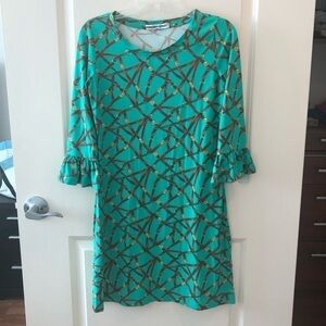 Barbara Gerwit Nylon Spandex Dress Ruffle Sleeve